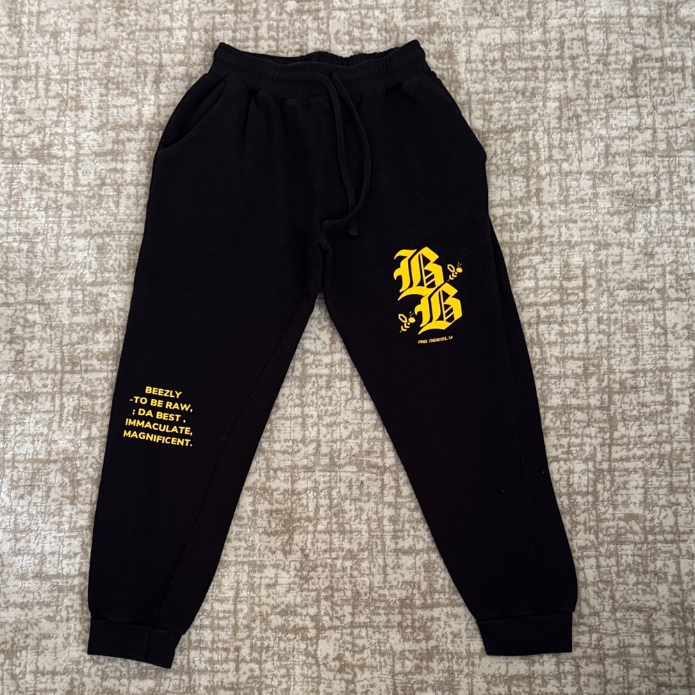 Black Joggers with Yellow Print